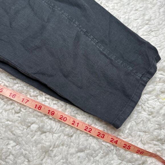 Eileen Fisher 100% Organic Linen Black Cropped Pullon Elastic Waist Pants Petite - Picture 9 of 9